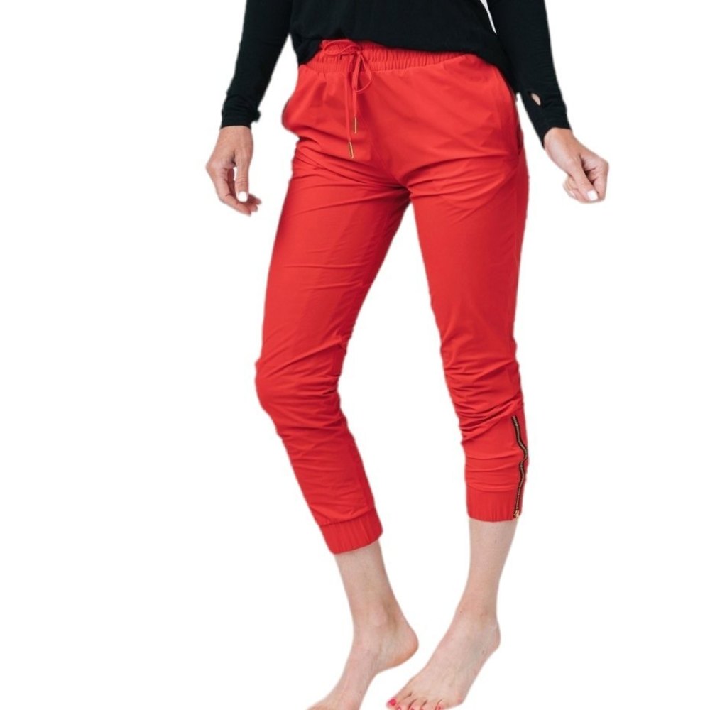 Zyia Active Everywhere Zipper Joggers M Red Pants